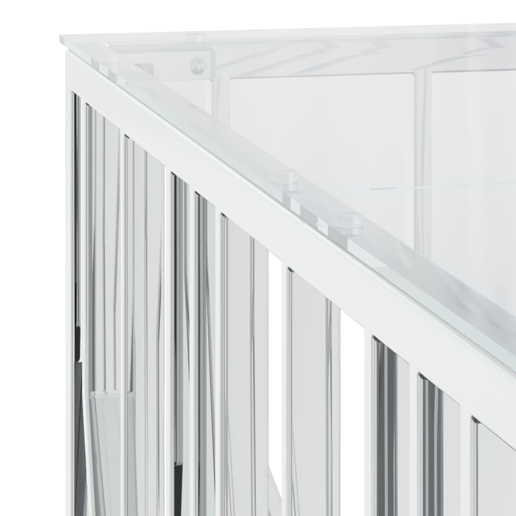 Table basse 100x100x50 cm acier inoxydable et verre - XIOS