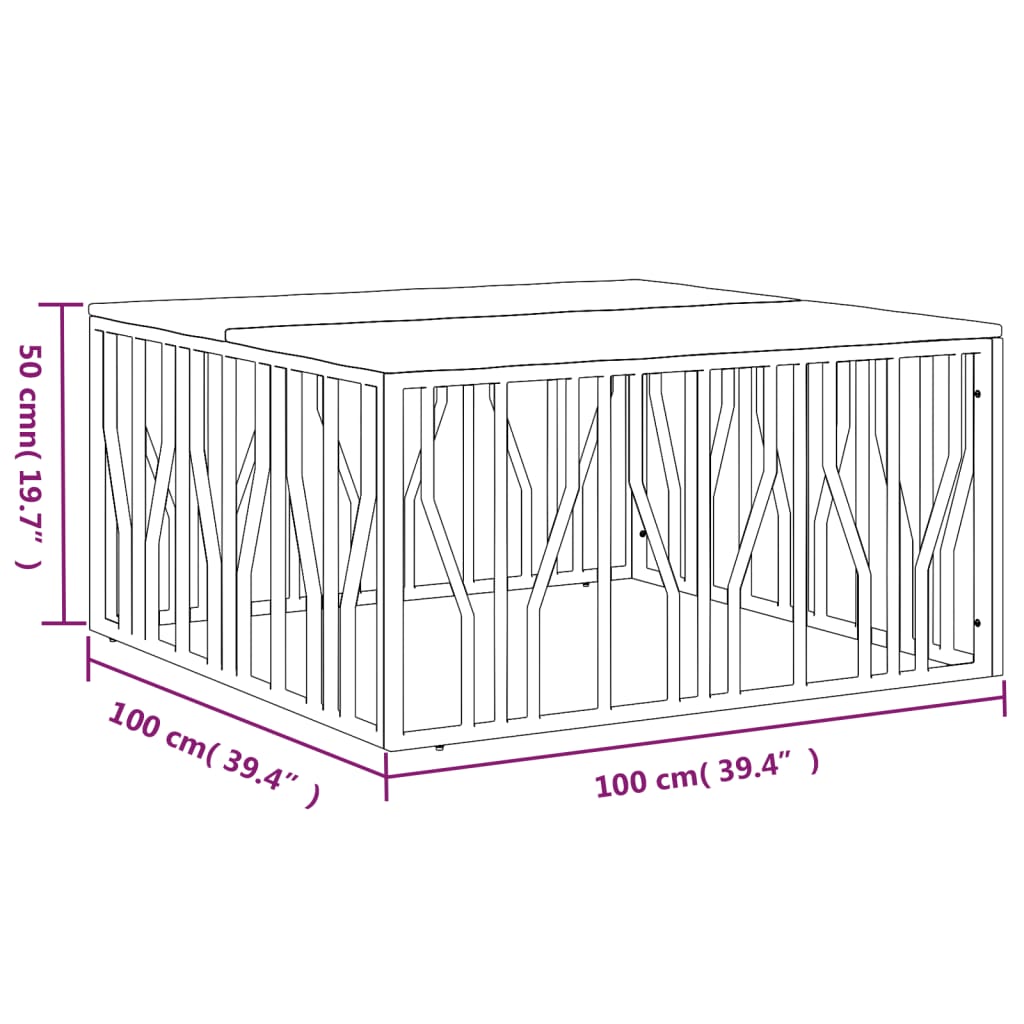 Table basse argenté acier inoxydable et bois massif d'acacia - XIOS