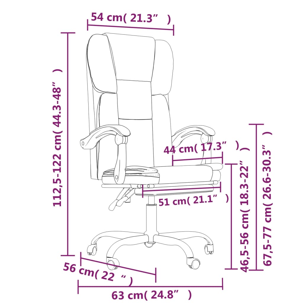 Fauteuil inclinable de bureau Noir Similicuir