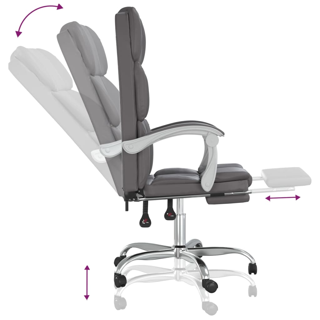 Fauteuil inclinable de bureau Gris Similicuir - XIOS