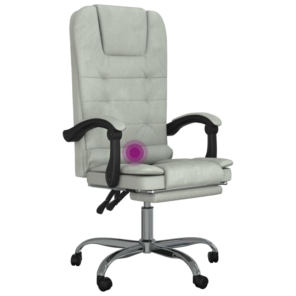 Fauteuil de massage inclinable de bureau Gris clair Velours - XIOS