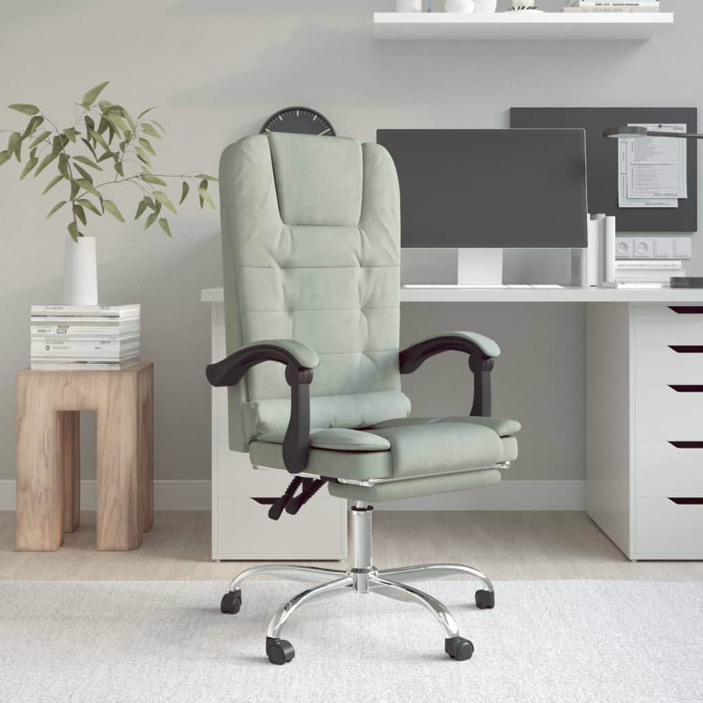 Fauteuil de massage inclinable de bureau Gris clair Velours - XIOS