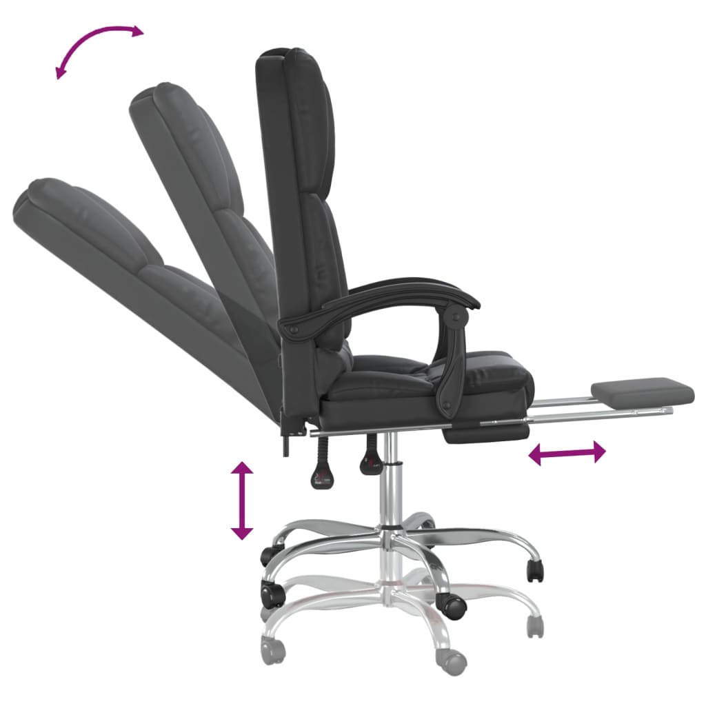 Fauteuil de massage inclinable de bureau Noir Similicuir - XIOS