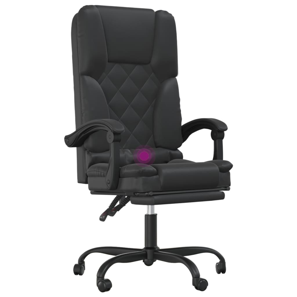Fauteuil de massage inclinable de bureau Noir Similicuir