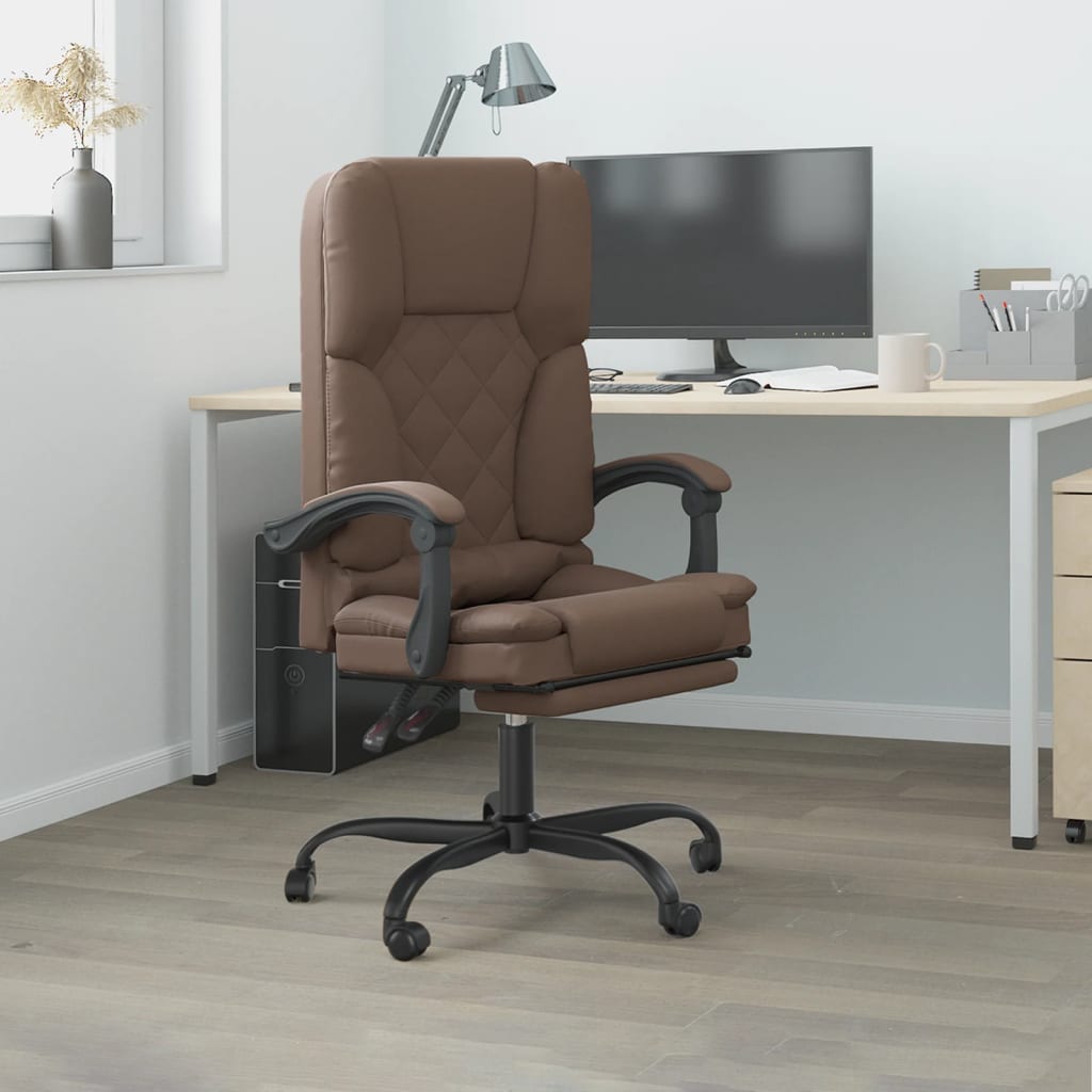 Fauteuil de massage inclinable de bureau Marron Similicuir - XIOS