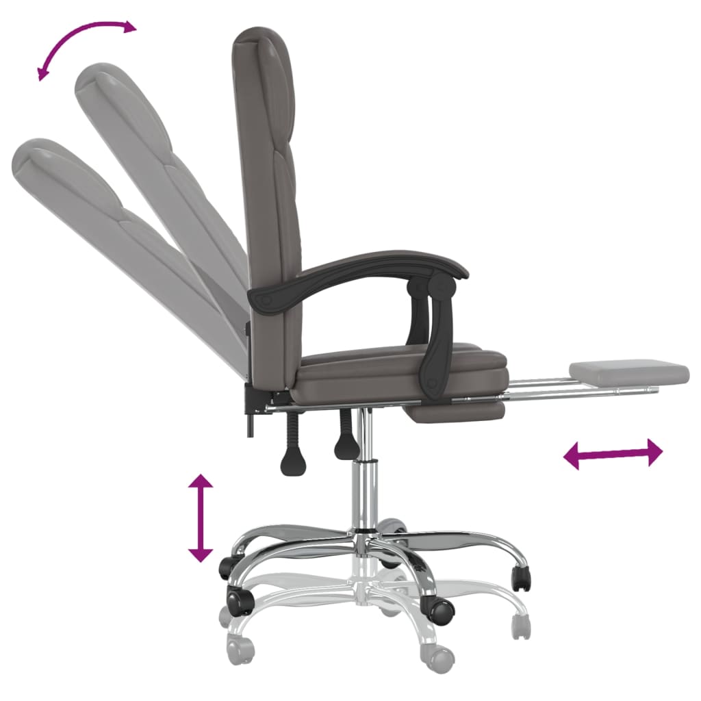 Fauteuil inclinable de bureau Gris Similicuir Chaises de bureau vidaXL