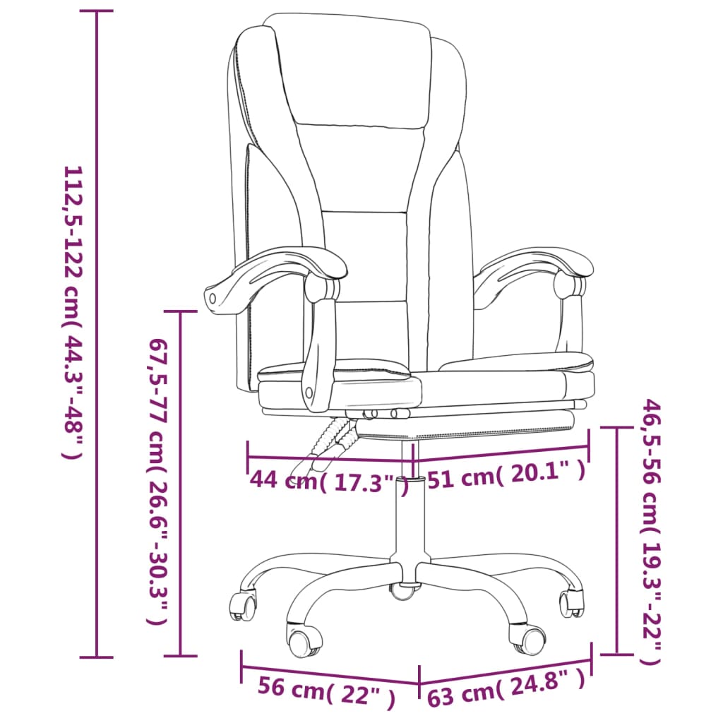 Fauteuil inclinable de bureau Rose Similicuir