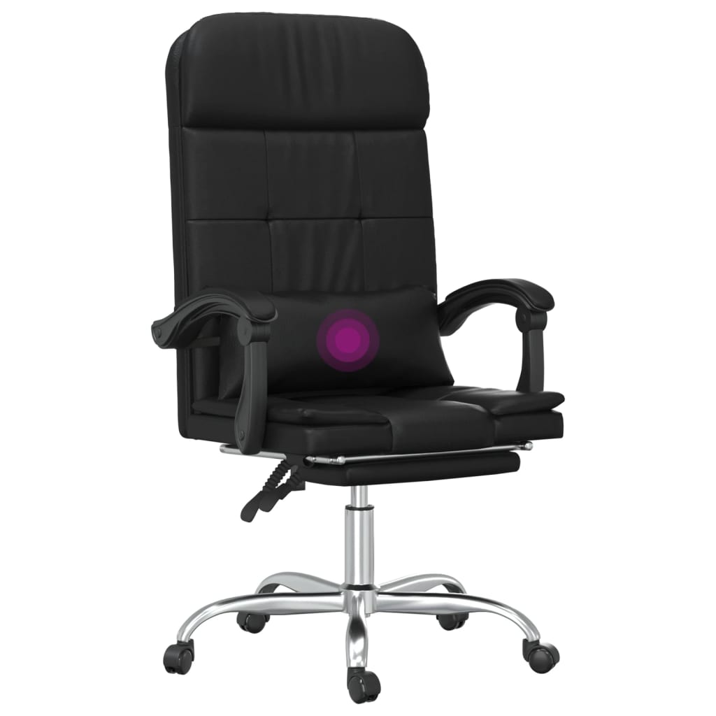 Fauteuil de massage inclinable de bureau Noir Similicuir