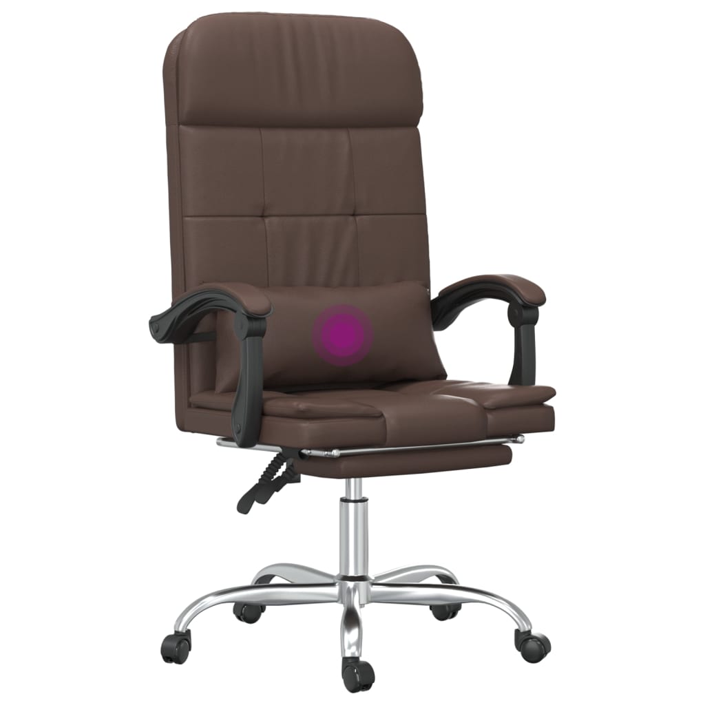 Fauteuil de massage inclinable de bureau Marron Similicuir