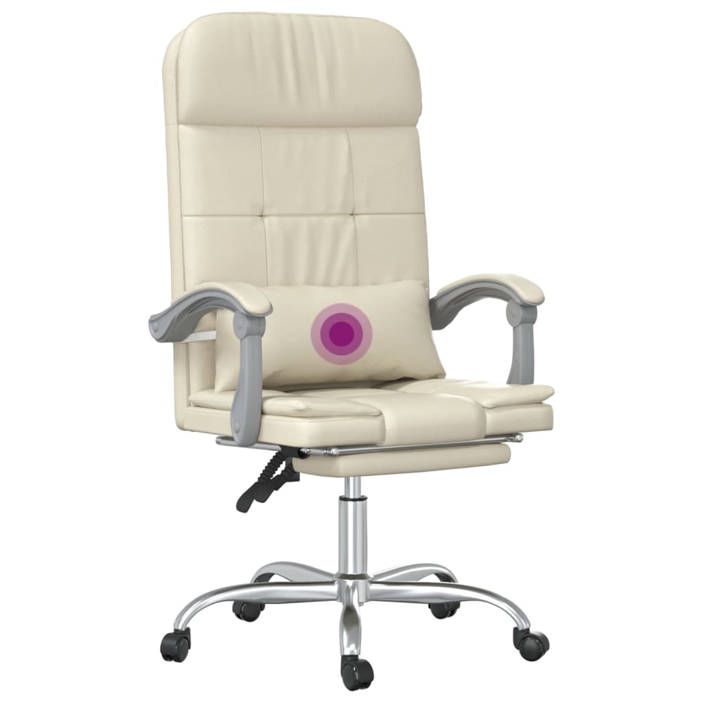 Fauteuil de massage inclinable de bureau Crème Similicuir - XIOS