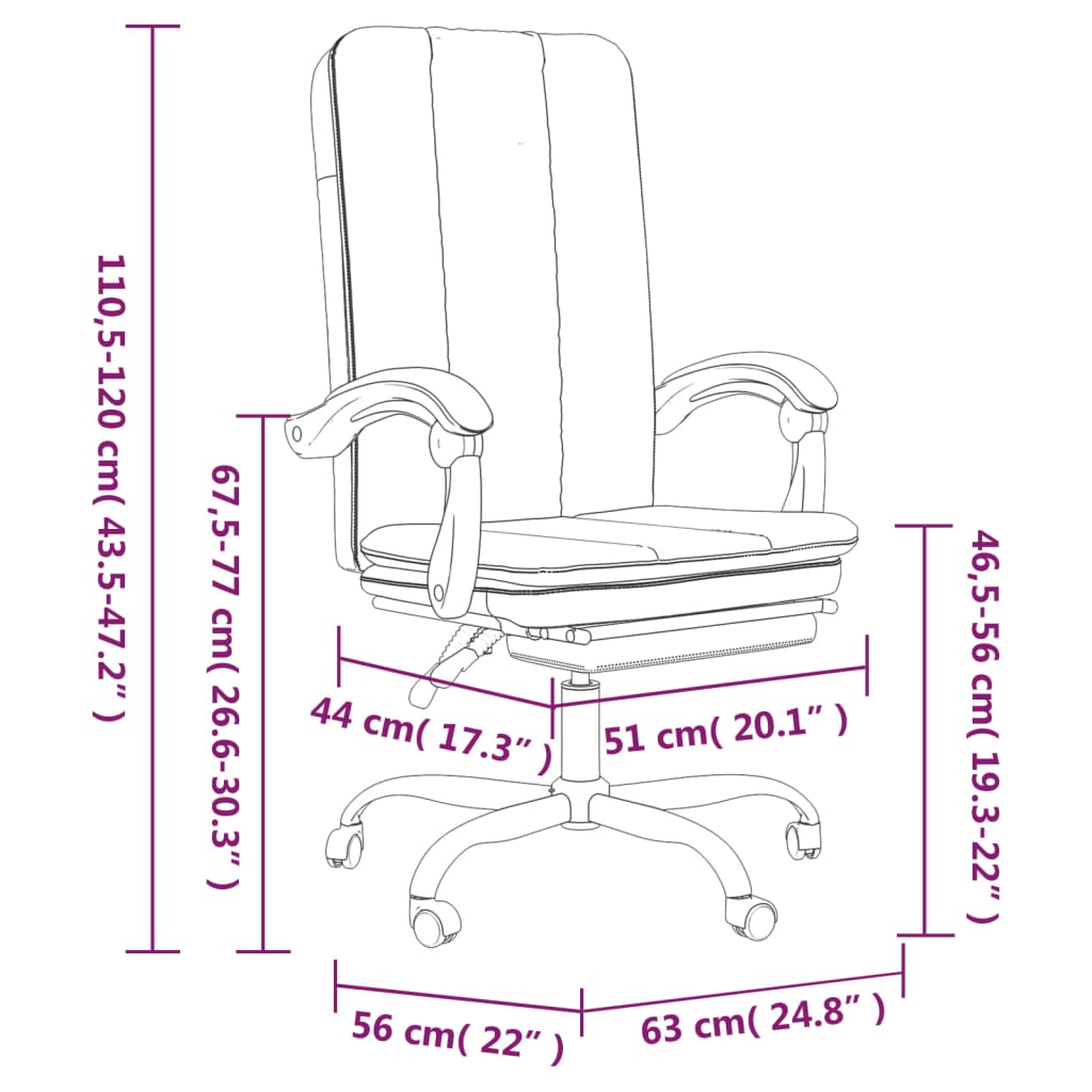 Fauteuil inclinable de bureau Rose Similicuir