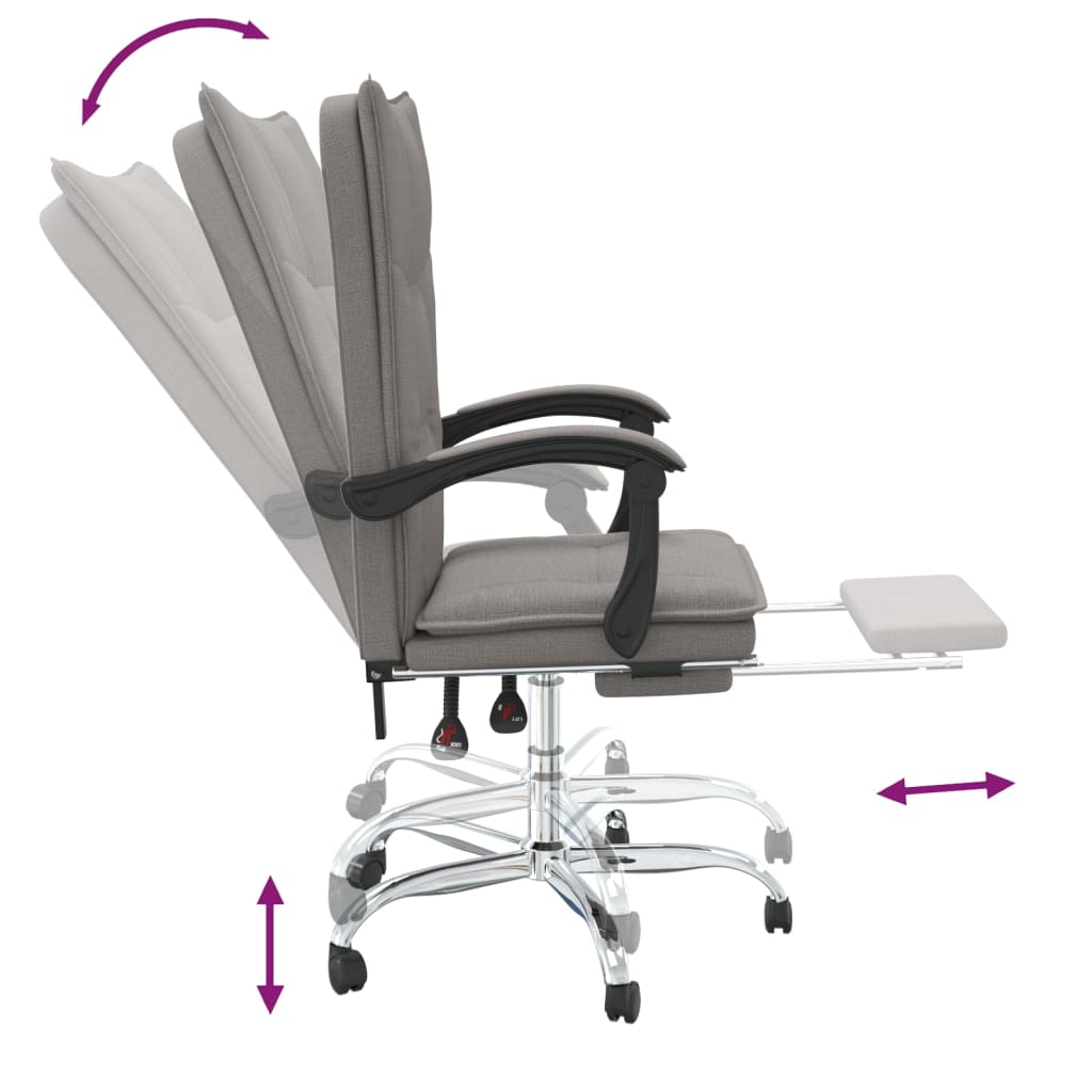 Fauteuil inclinable de bureau Taupe Tissu - XIOS