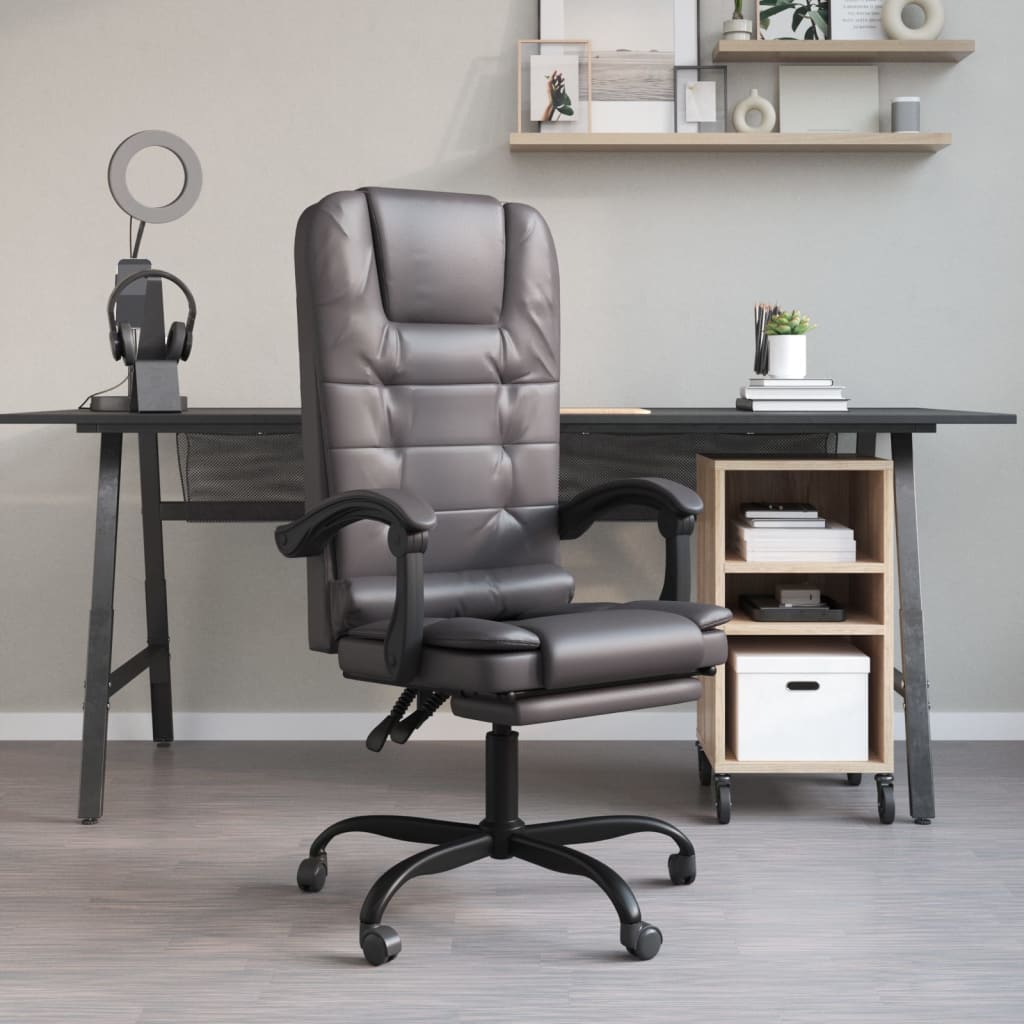 Fauteuil de massage inclinable de bureau gris similicuir - XIOS