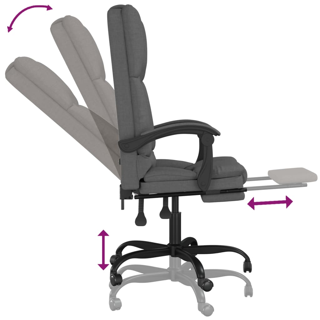 Fauteuil de massage inclinable de bureau gris foncé tissu - XIOS