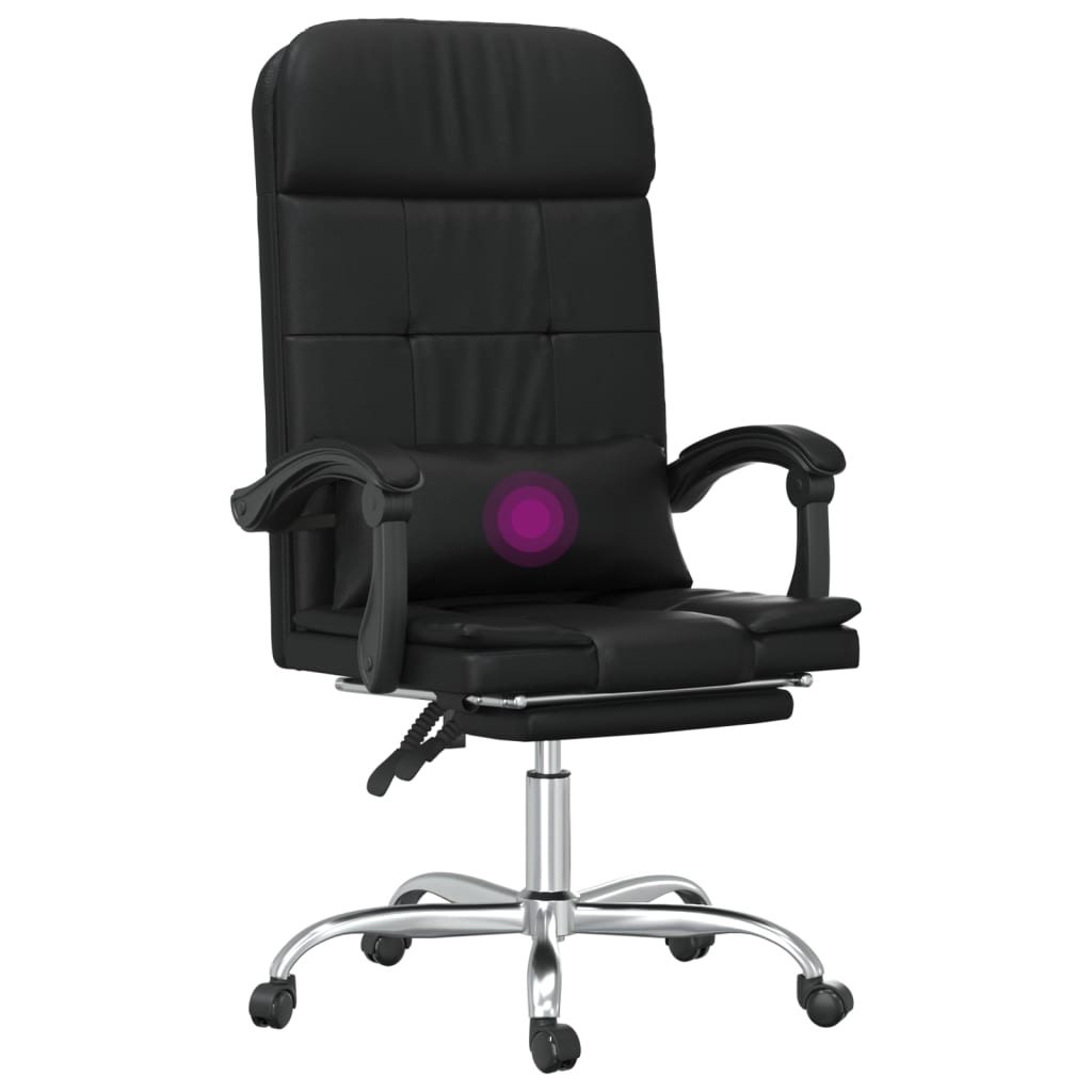 Fauteuil de massage inclinable de bureau noir similicuir - XIOS