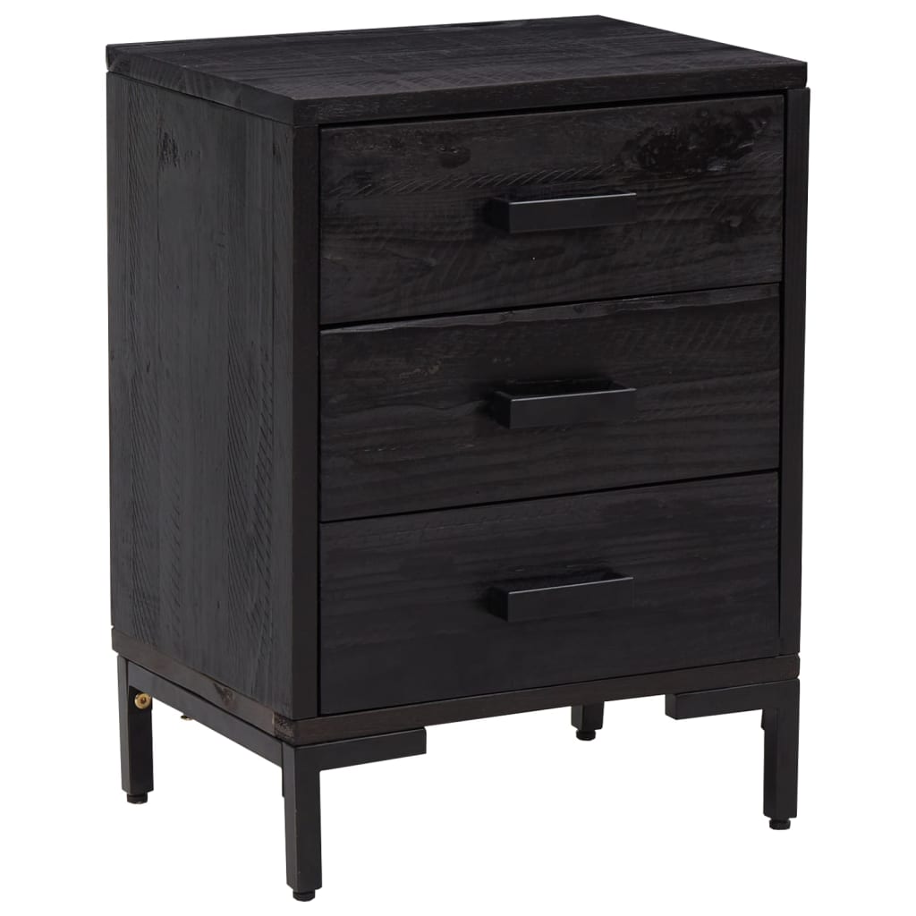 Table de chevet Noir 40x30x55 cm Bois de pin massif - XIOS