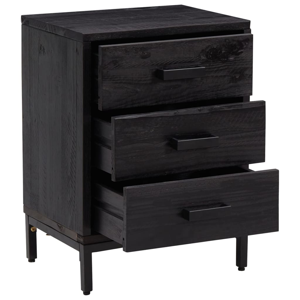 Table de chevet Noir 40x30x55 cm Bois de pin massif - XIOS