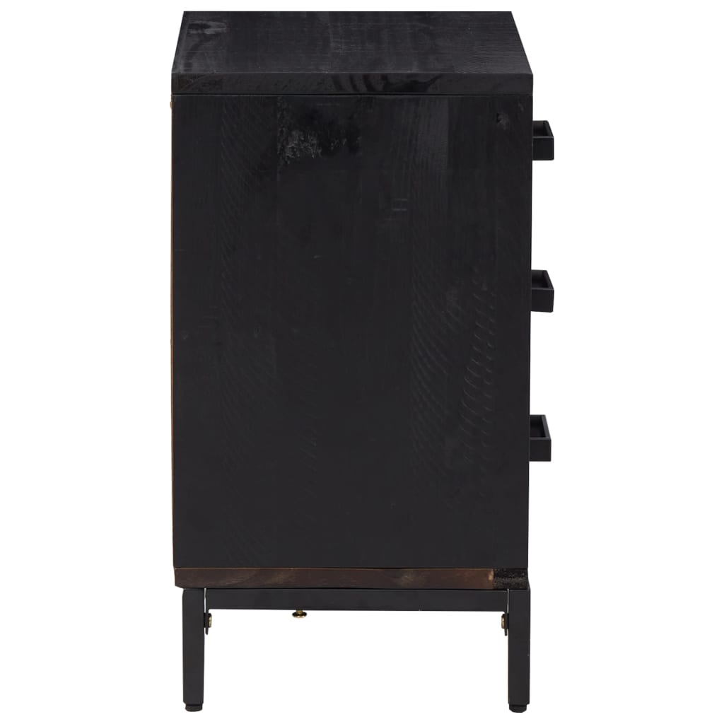 Table de chevet Noir 40x30x55 cm Bois de pin massif - XIOS