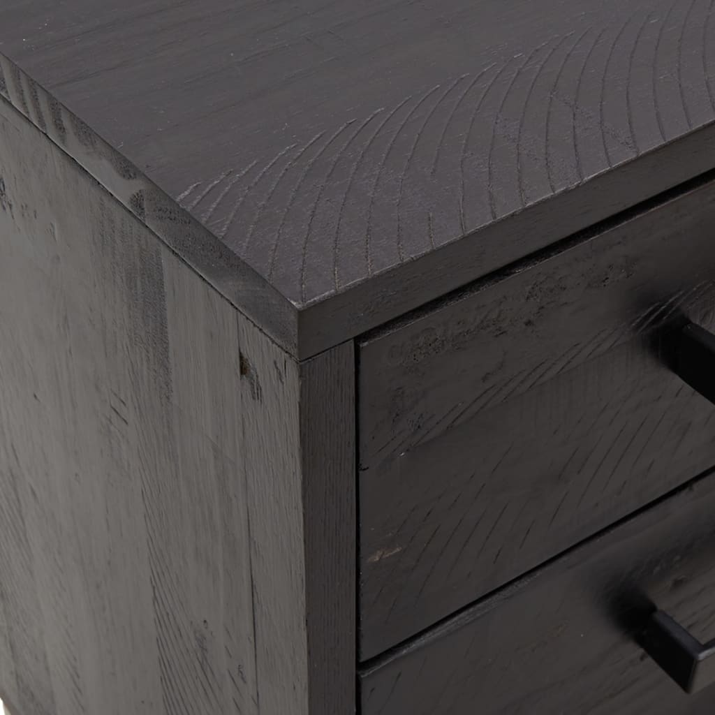 Table de chevet Noir 40x30x55 cm Bois de pin massif - XIOS