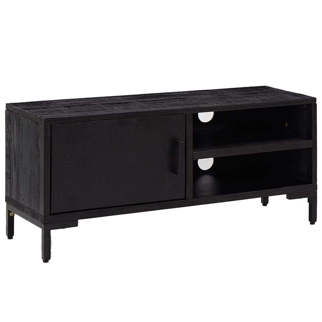 Meuble TV Noir 90x30x40 cm Bois de pin massif - XIOS