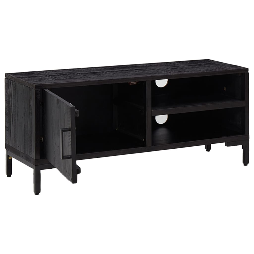 Meuble TV Noir 90x30x40 cm Bois de pin massif - XIOS