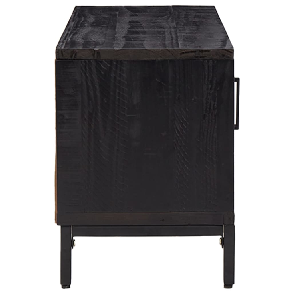 Meuble TV Noir 90x30x40 cm Bois de pin massif - XIOS