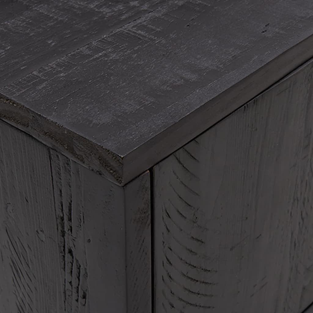 Meuble TV Noir 90x30x40 cm Bois de pin massif - XIOS