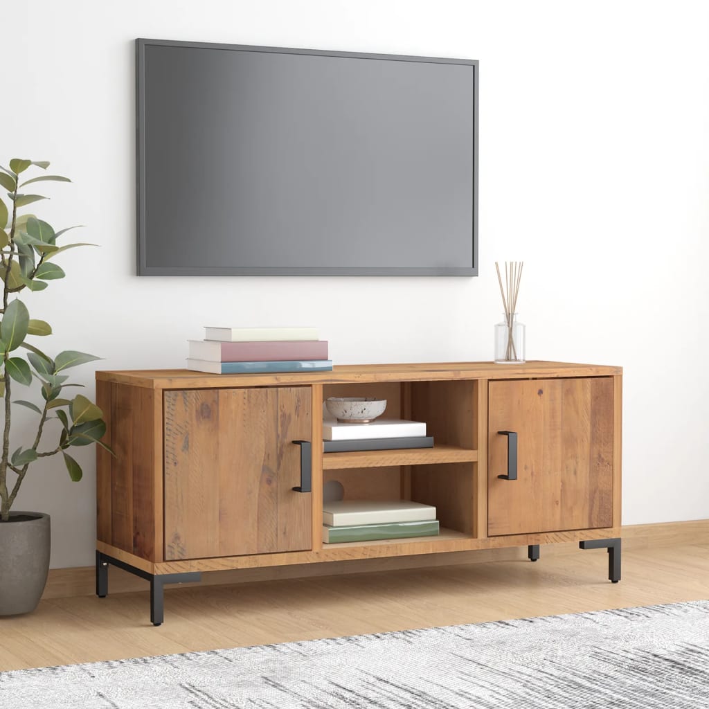 Meuble TV Marron 110x35x48 cm Bois de pin massif Meubles TV vidaXL   