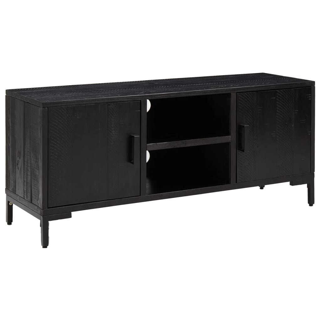 Meuble TV Noir 110x35x48 cm Bois de pin massif - XIOS