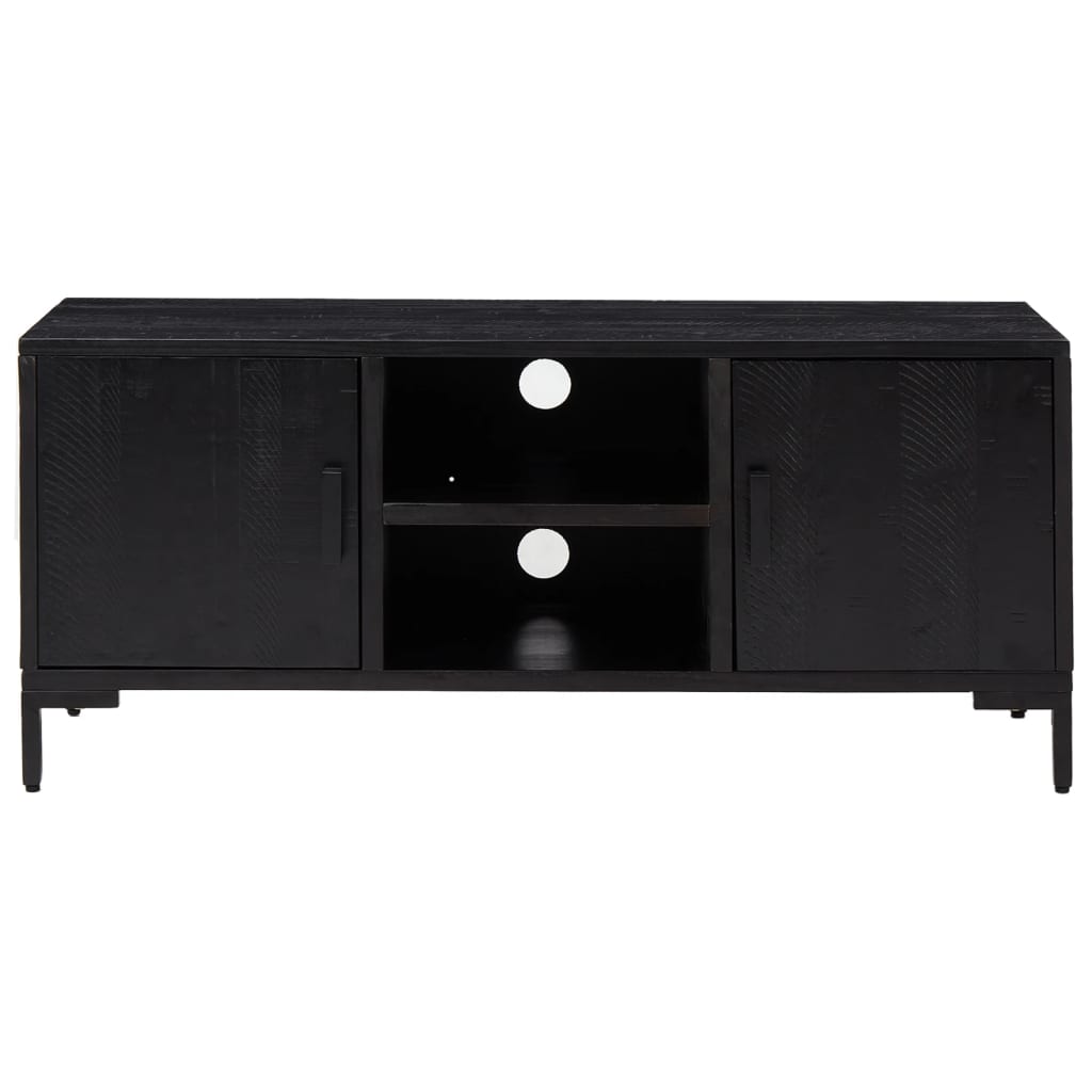 Meuble TV Noir 110x35x48 cm Bois de pin massif - XIOS