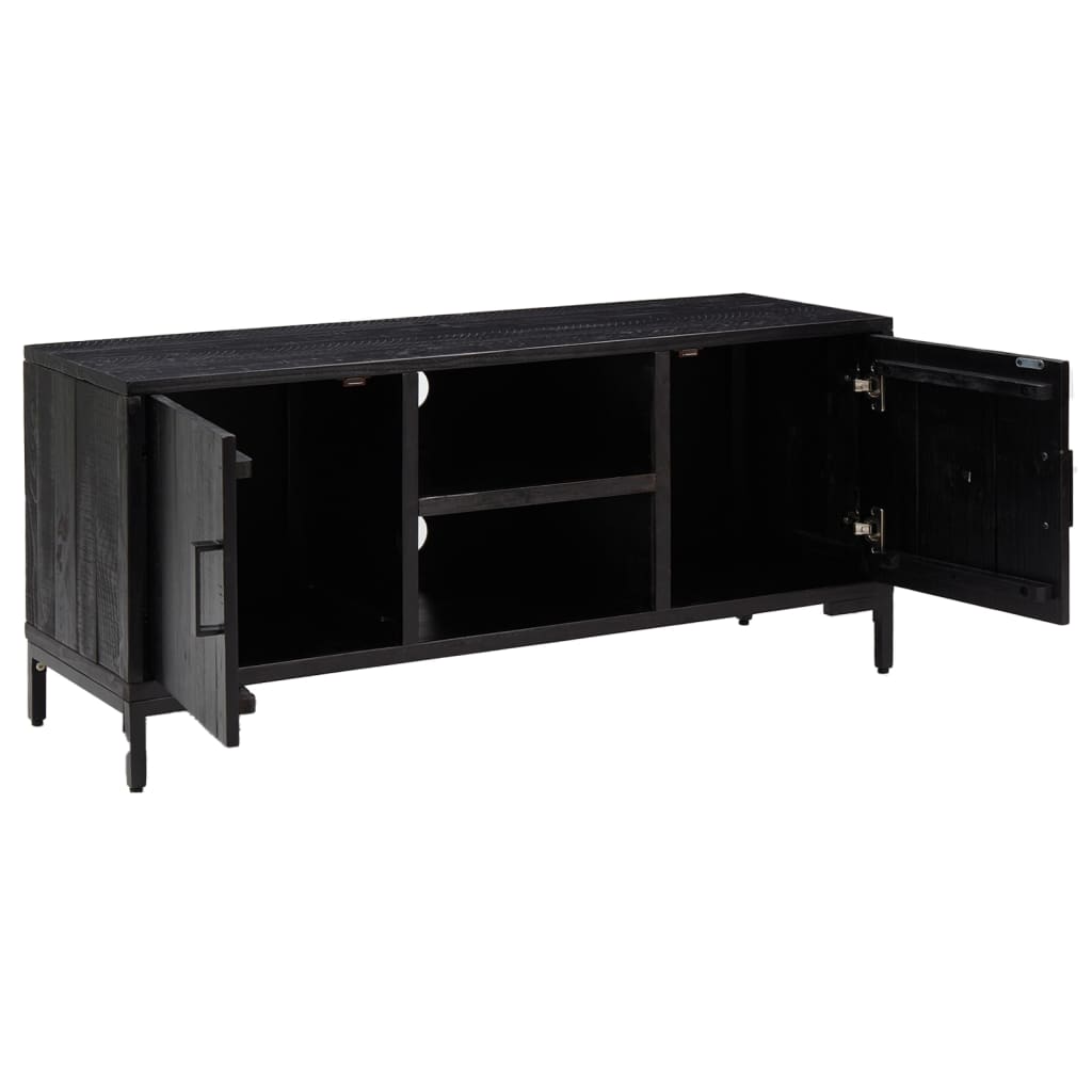 Meuble TV Noir 110x35x48 cm Bois de pin massif - XIOS
