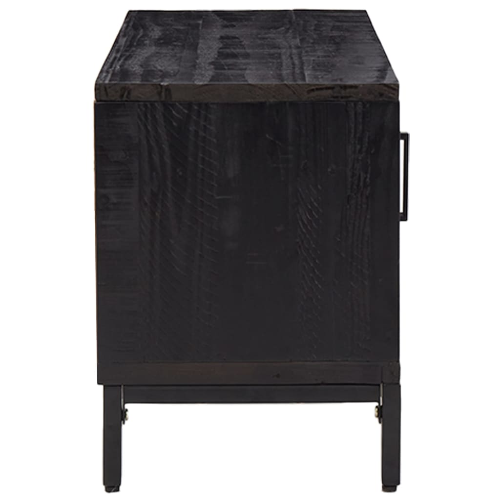 Meuble TV Noir 110x35x48 cm Bois de pin massif - XIOS