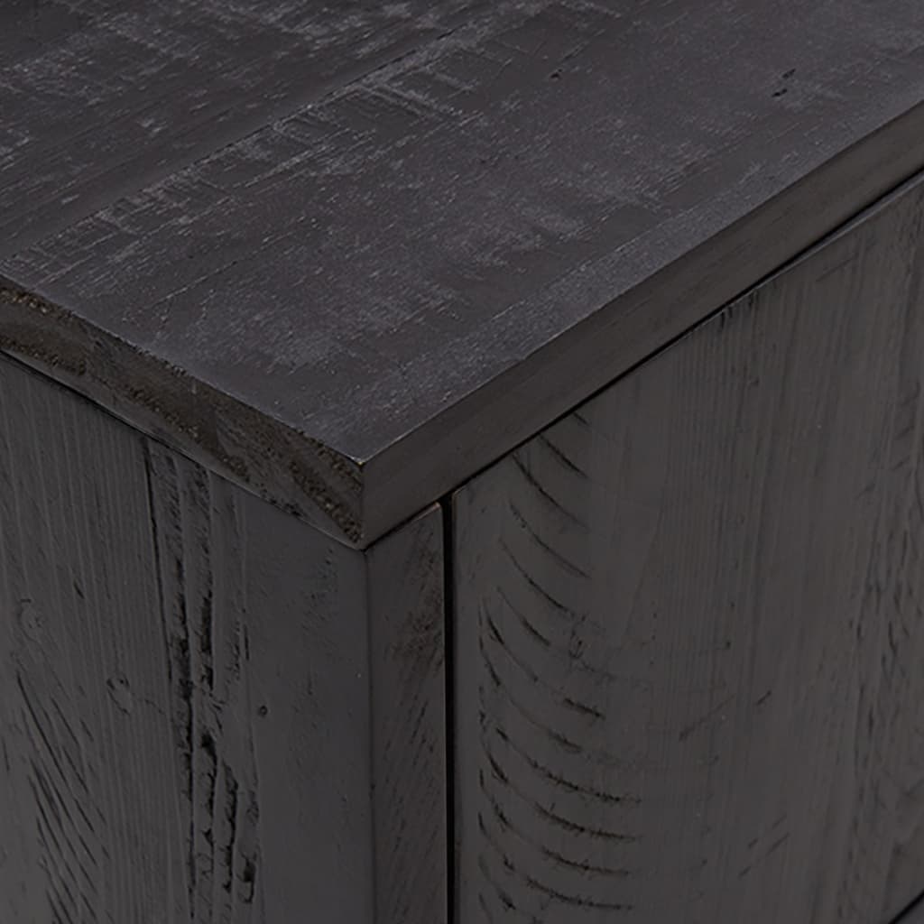 Meuble TV Noir 110x35x48 cm Bois de pin massif - XIOS