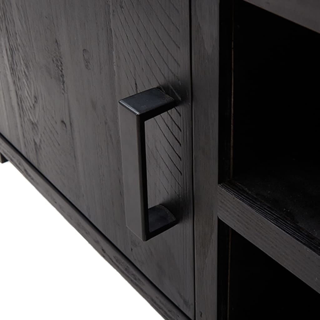 Meuble TV Noir 110x35x48 cm Bois de pin massif - XIOS