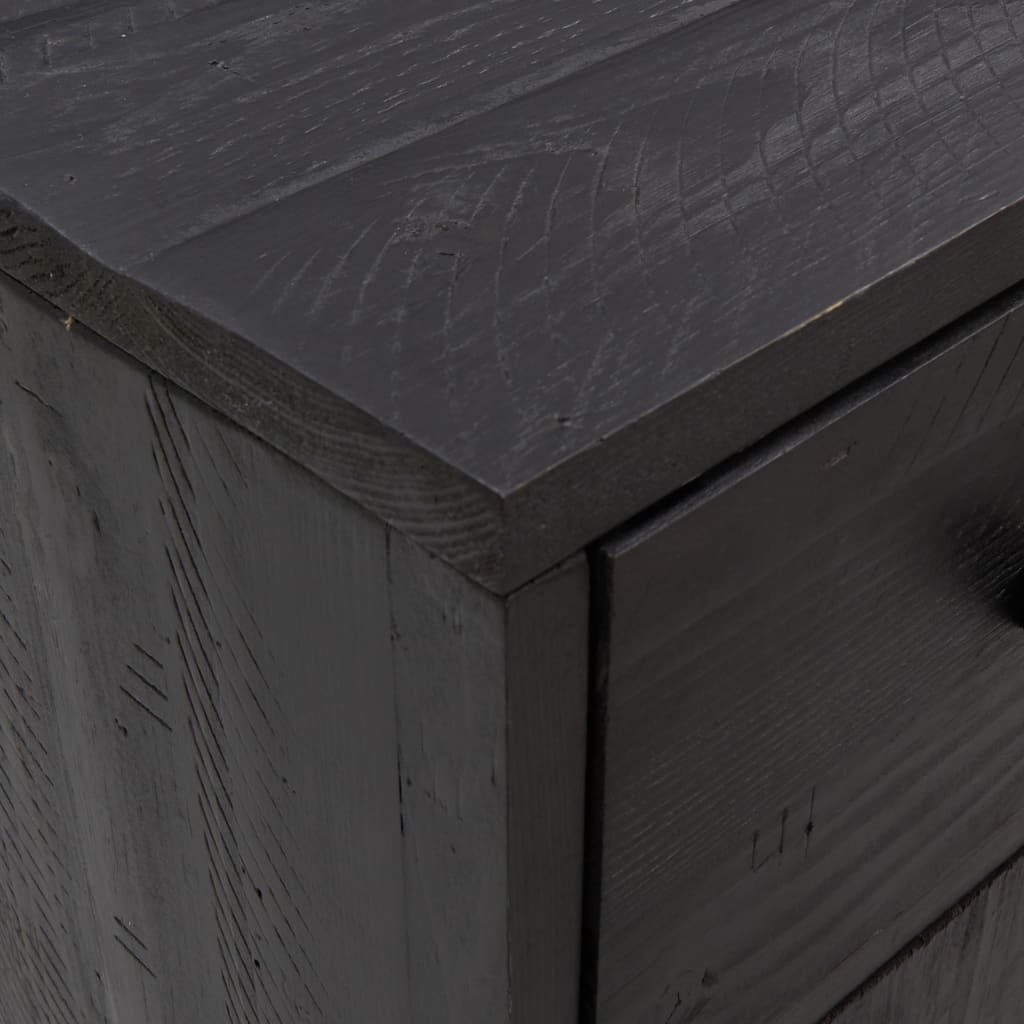 Buffet Noir 110x35x70 cm Bois de pin massif