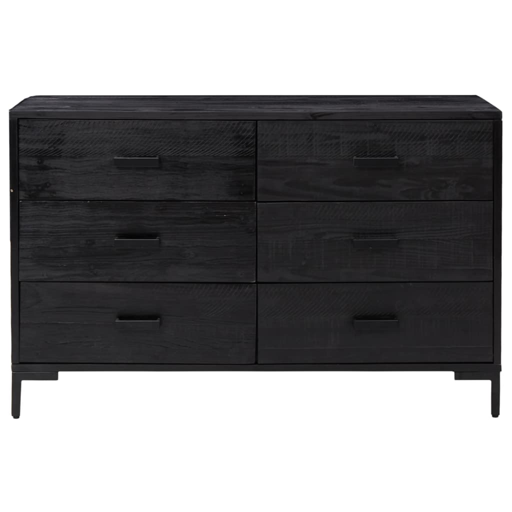 Buffet Noir 110x35x70 cm Bois de pin massif - XIOS