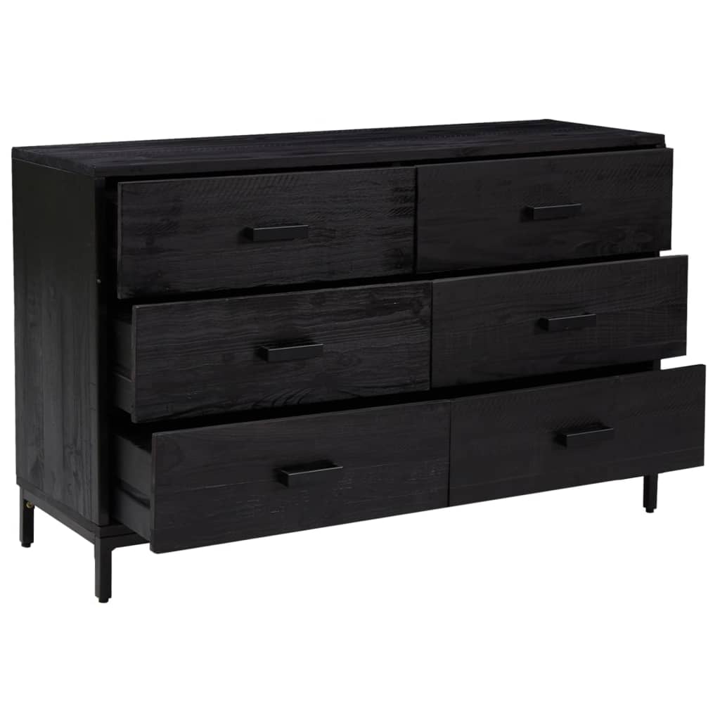 Buffet Noir 110x35x70 cm Bois de pin massif - XIOS