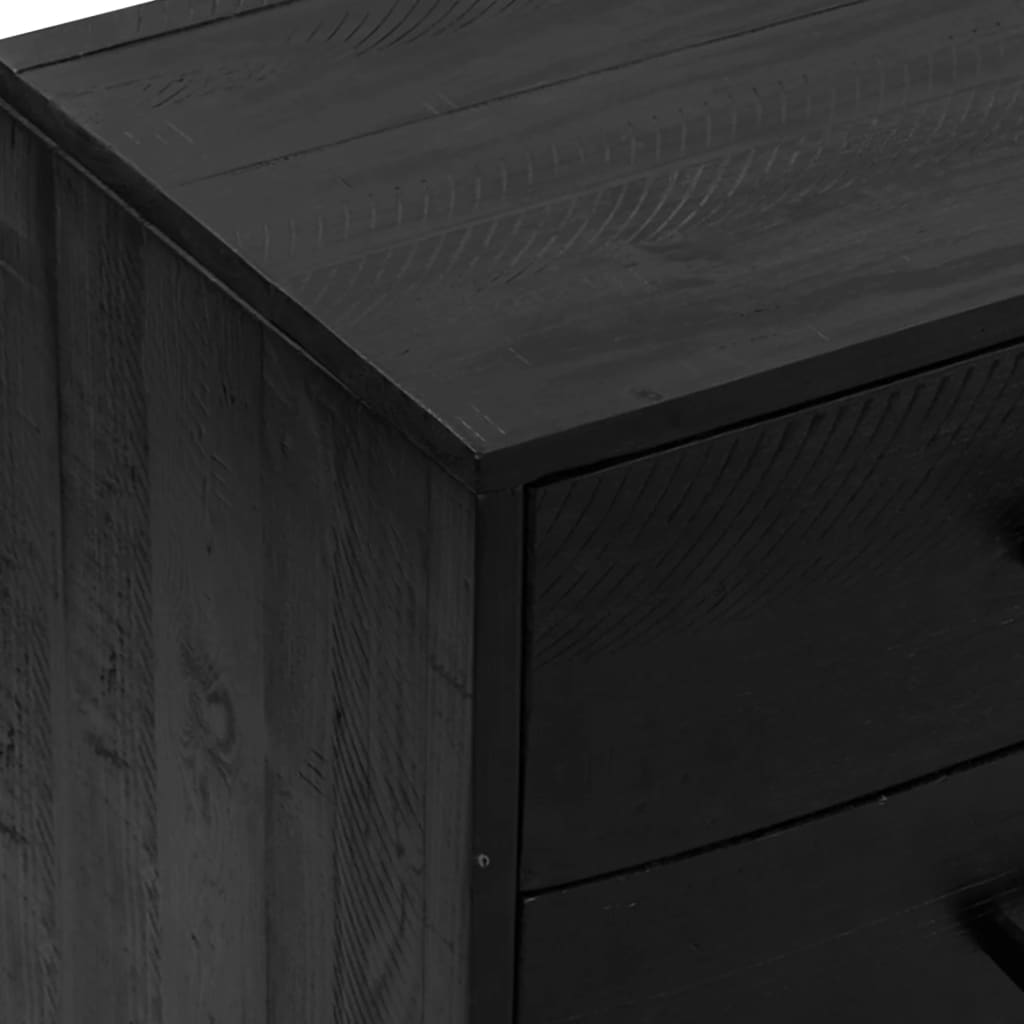 Buffet Noir 110x35x70 cm Bois de pin massif - XIOS