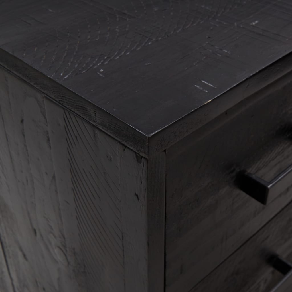 Commode Noir 75x35x70 cm Bois de pin massif Commodes vidaXL
