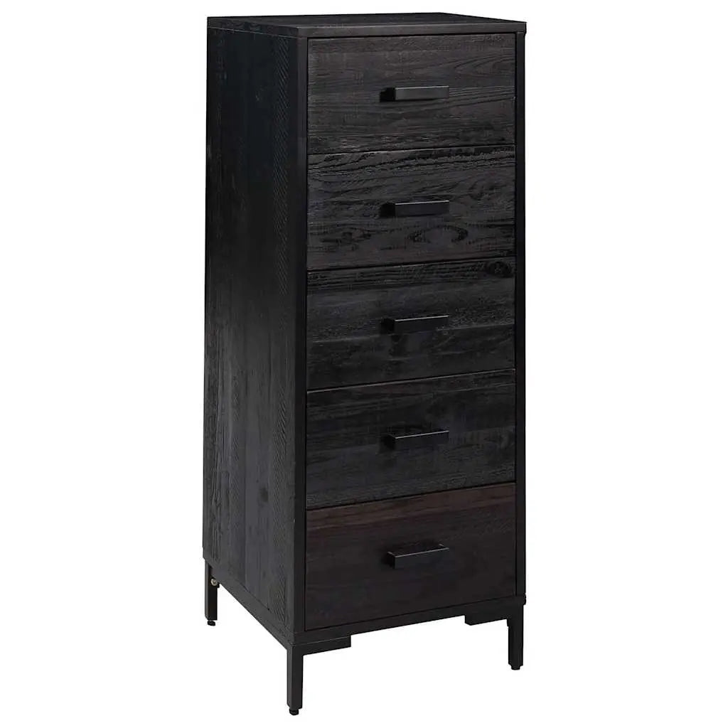 Commode Noir 42x35x110 cm Bois de pin massif - XIOS