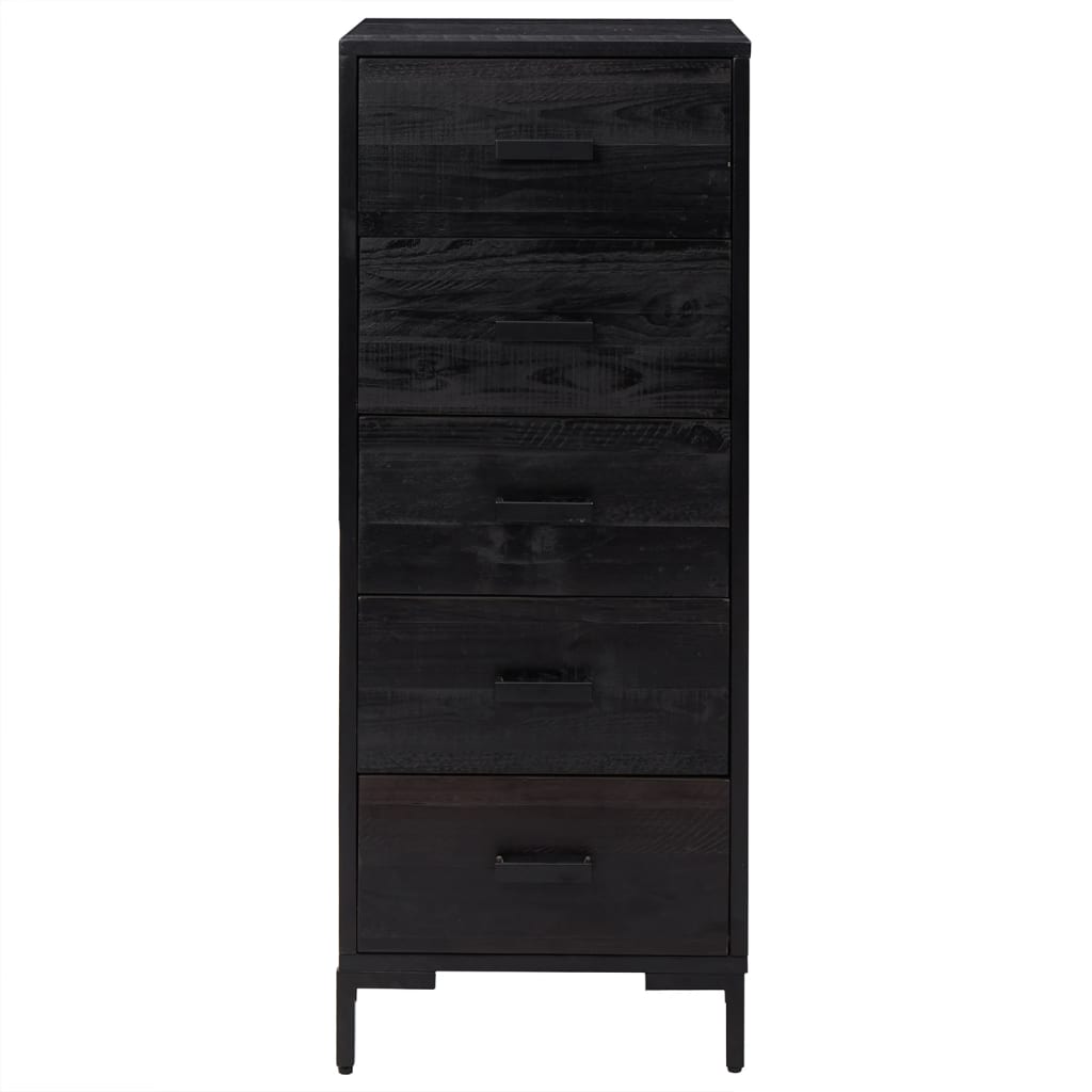 Commode Noir 42x35x110 cm Bois de pin massif - XIOS
