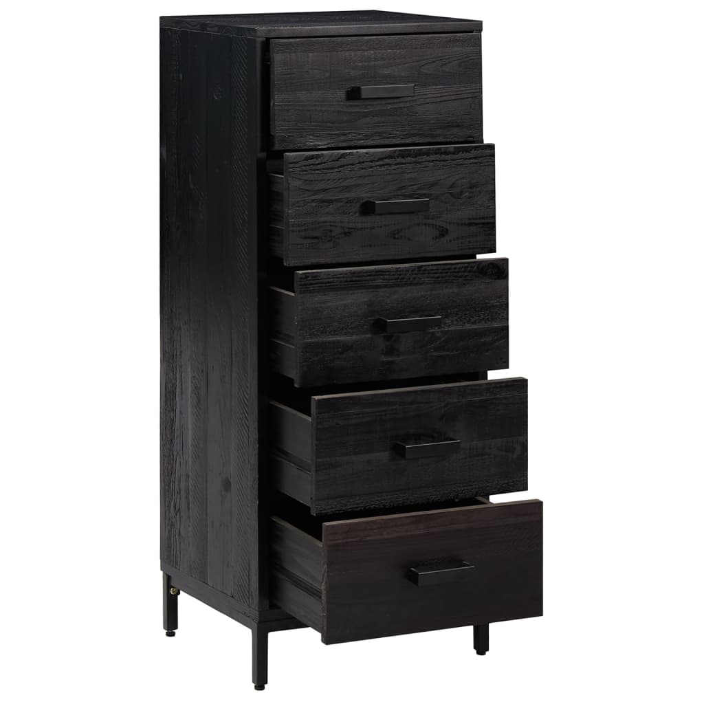 Commode Noir 42x35x110 cm Bois de pin massif - XIOS