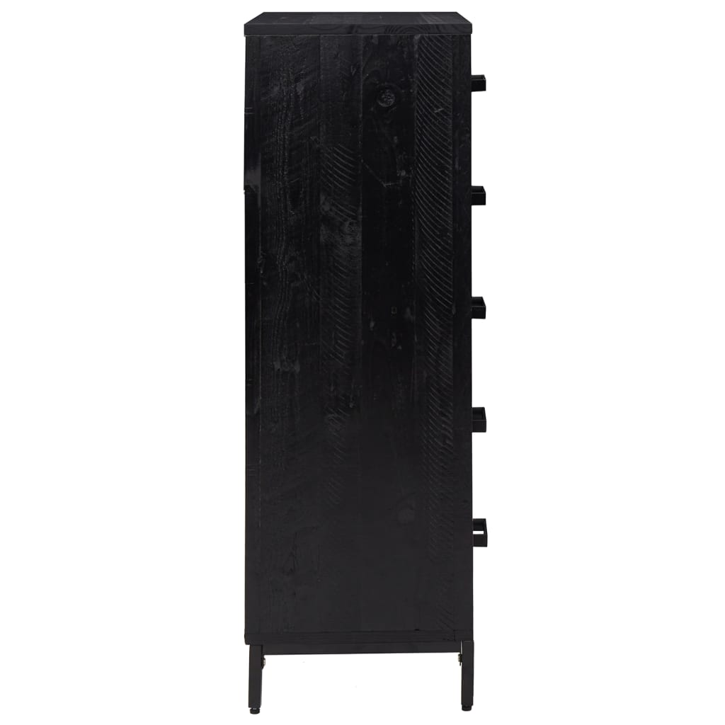 Commode Noir 42x35x110 cm Bois de pin massif - XIOS