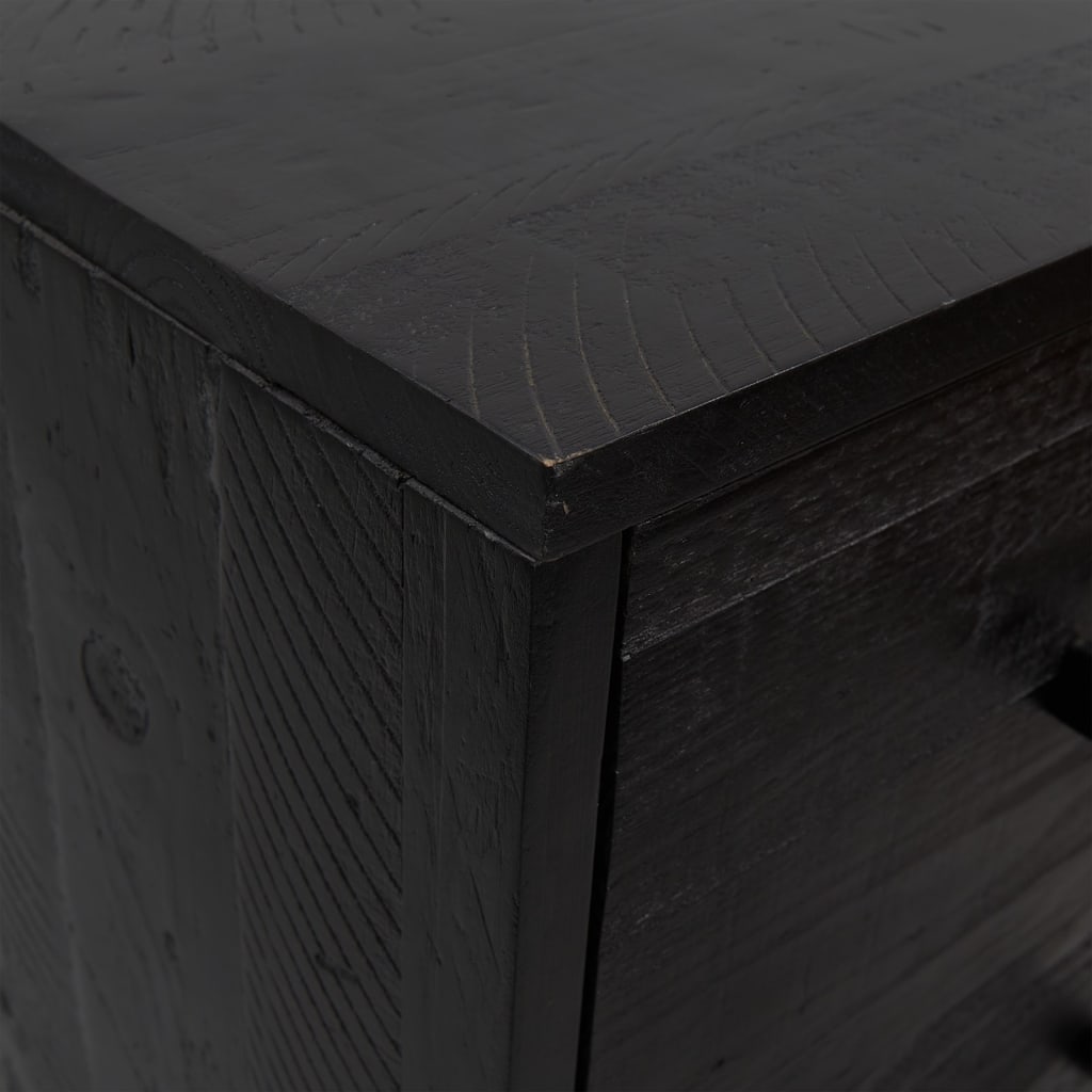 Commode Noir 42x35x110 cm Bois de pin massif - XIOS