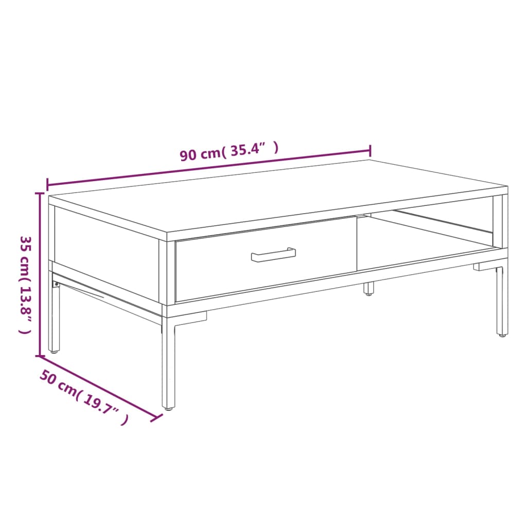 Table basse 90x50x35 cm Bois de pin massif - XIOS