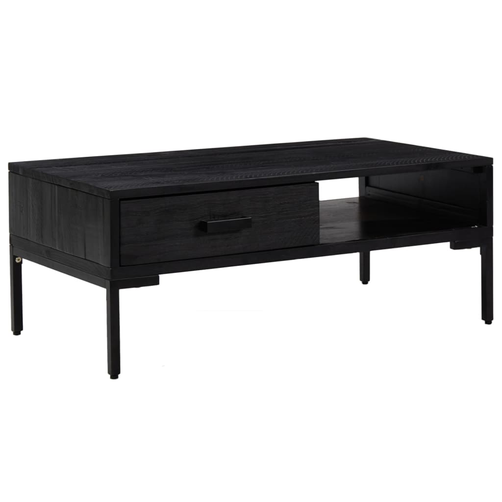 Table basse Noir 90x50x35 cm Bois de pin massif - XIOS