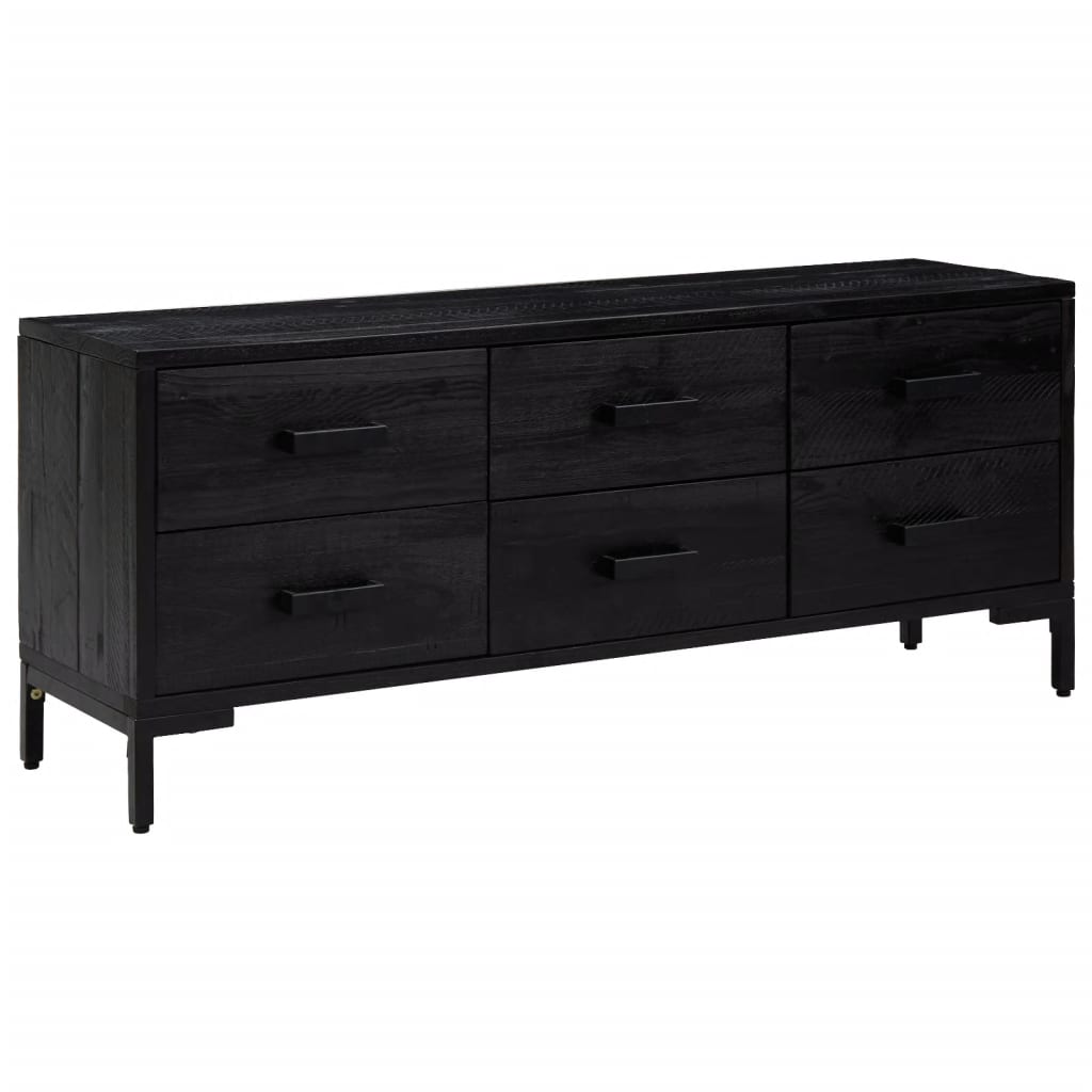Armoire de rangement Noir 110x30x45 cm Bois de pin massif
