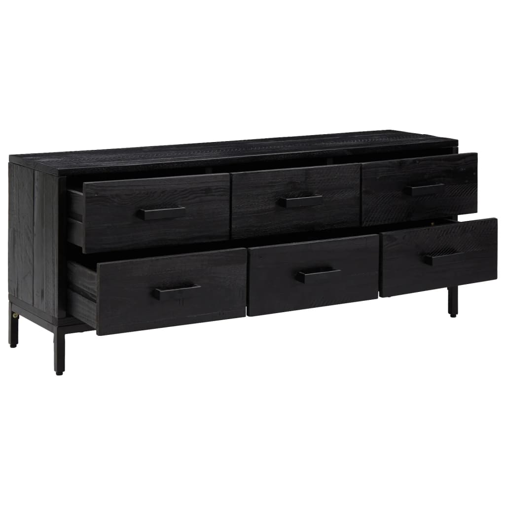 Armoire de rangement Noir 110x30x45 cm Bois de pin massif