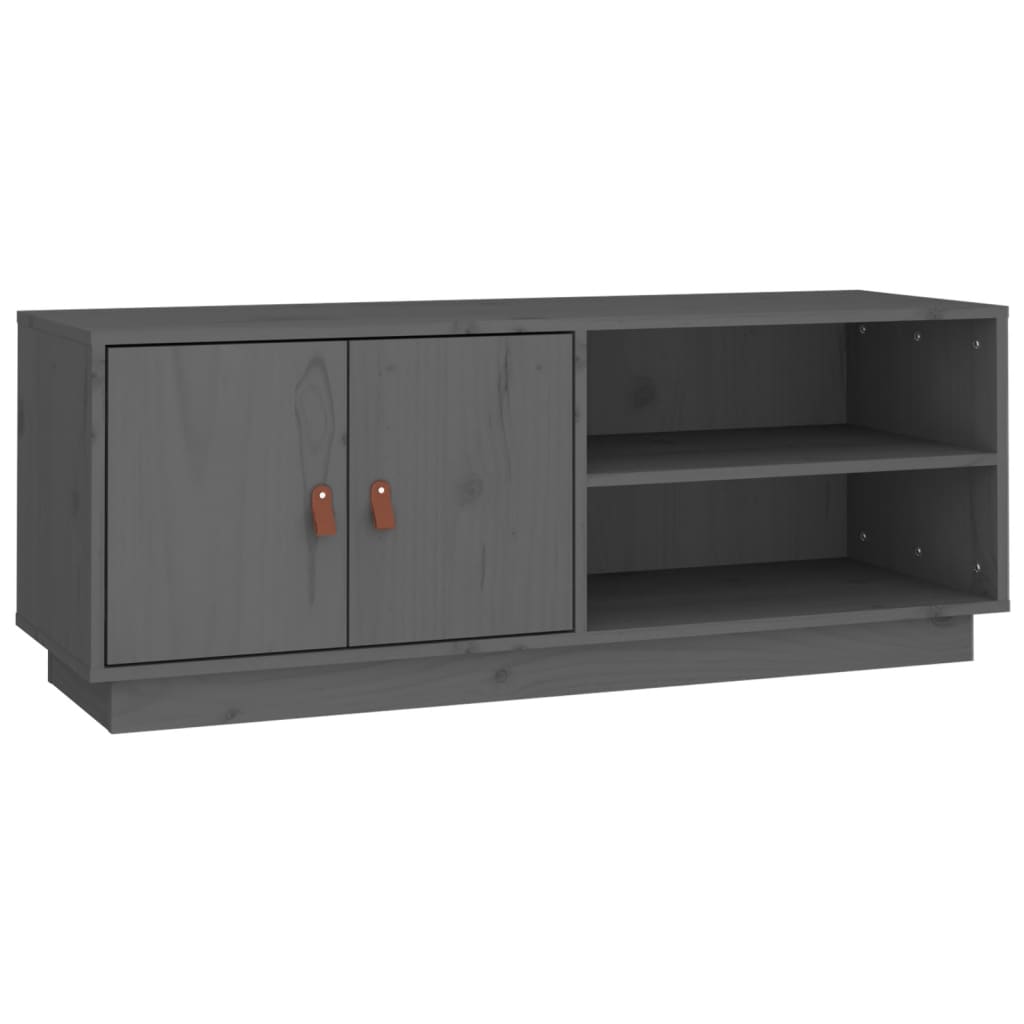 Meuble TV Gris 105x34x40 cm Bois de pin massif - XIOS