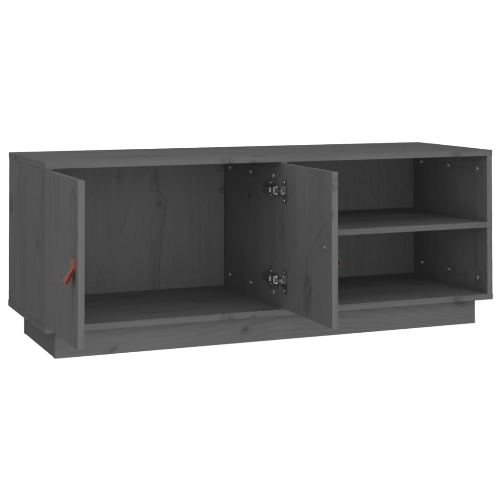 Meuble TV Gris 105x34x40 cm Bois de pin massif - XIOS